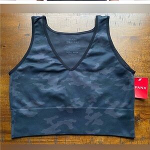 NWT SPANX Black Camo Seamless Crop Top SIZE MEDIUM